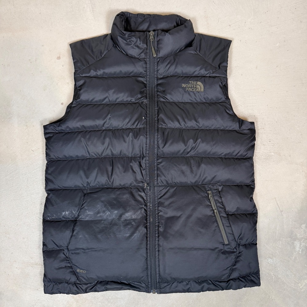 The North Face 550 Down Puffer Vest Mens Medium Black Ripstop Full Zip